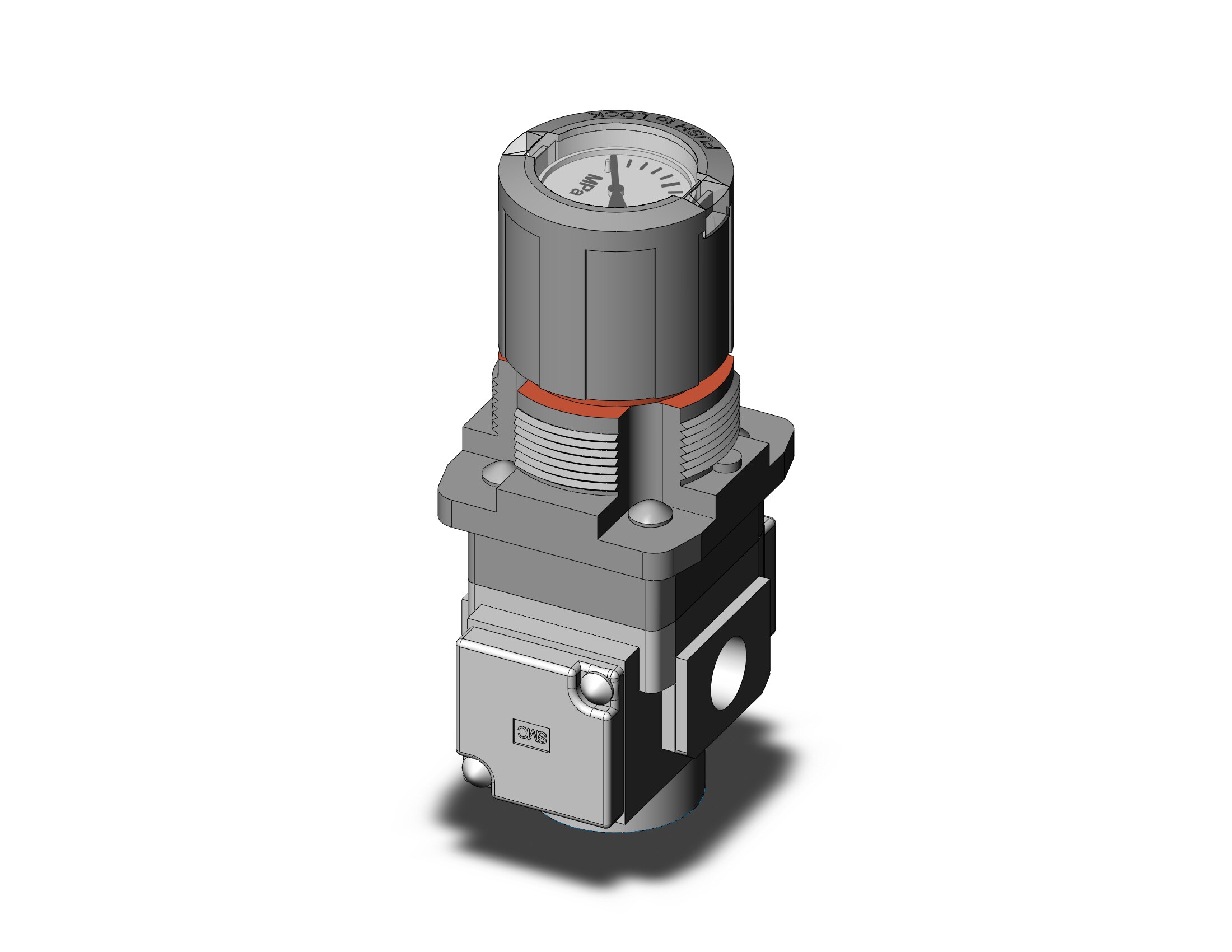 SMC ARG20-02G4-1 regulator, gauge-handle, ARG REGULATOR W/PRESSURE GAUGE