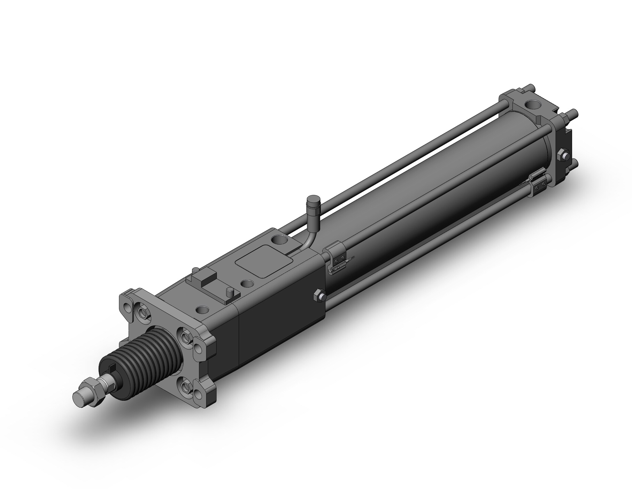 SMC CE2F63-300J-A93L cyl, scale, w/nylon boot, STROKE READING CYLINDER W/LOCK
