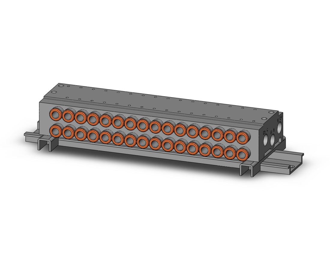 SMC VV5QZ15-16N7TC-D mfld, base mount w/fittings, VV5QZ* MANIFOLD VQZ 4/5-PORT