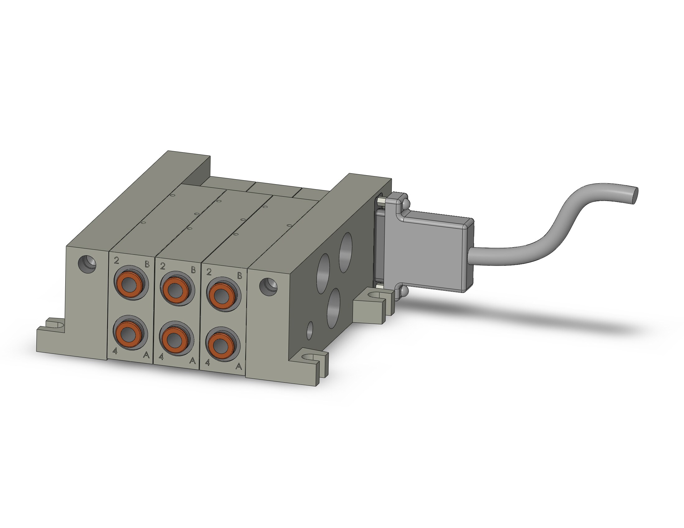 SMC VV5Q41-03C8FU1 mfld, plug-in, vq4000, VV5Q41 MFLD, VQ4000 4/5-PORT