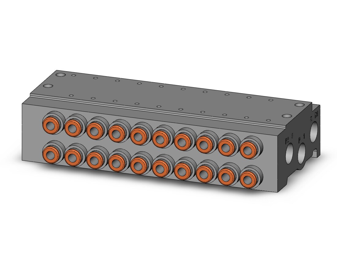 SMC VV5QZ15-10C4C mfld, base mount w/fittings, VV5QZ* MANIFOLD VQZ 4/5-PORT