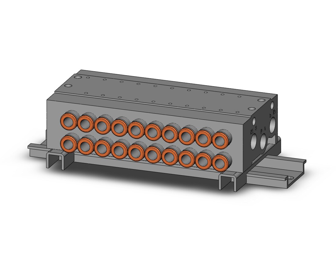 SMC VV5QZ15-10N7TC-D0R mfld, base mount w/fittings, VV5QZ* MANIFOLD VQZ 4/5-PORT