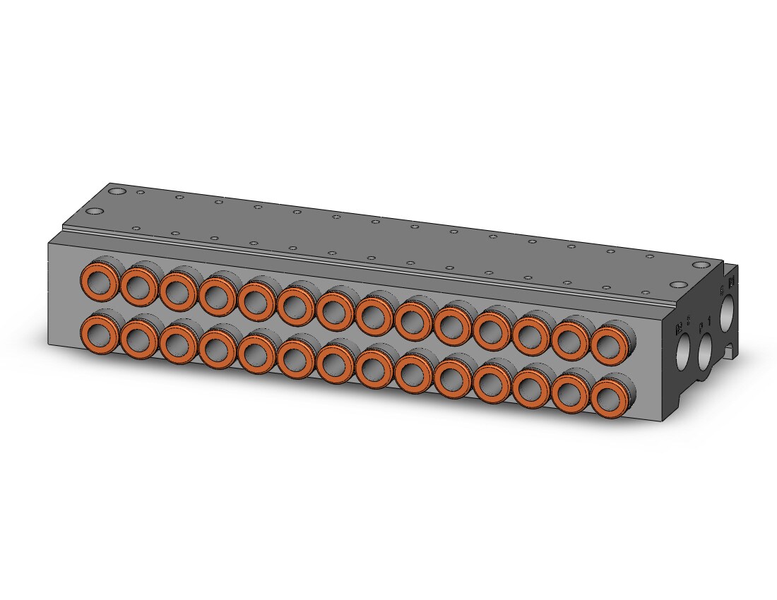SMC VV5QZ15-14N7TC mfld, base mount w/fittings, VV5QZ* MANIFOLD VQZ 4/5-PORT
