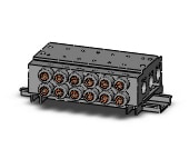 SMC VV5QZ25-06N3TC-D mfld, base mount w/fittings, VV5QZ* MANIFOLD VQZ 4/5-PORT
