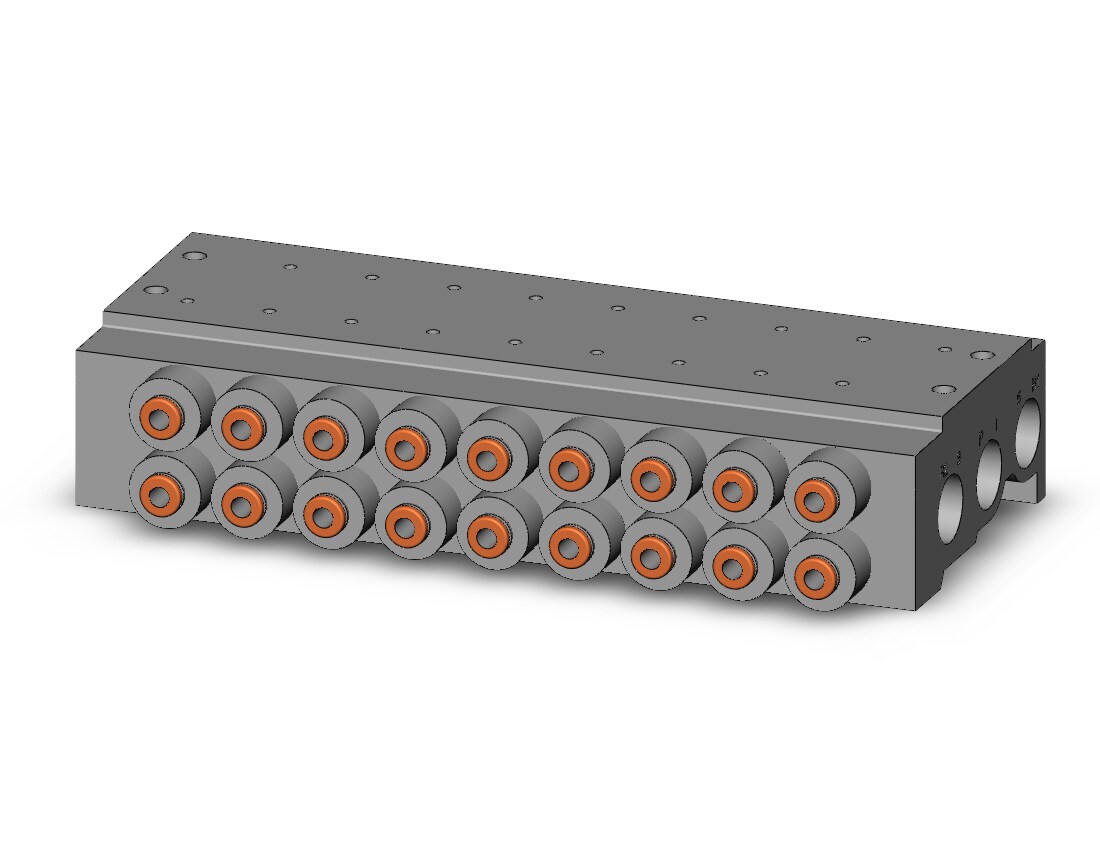 SMC VV5QZ25-09N3TC mfld, base mount w/fittings, VV5QZ* MANIFOLD VQZ 4/5-PORT