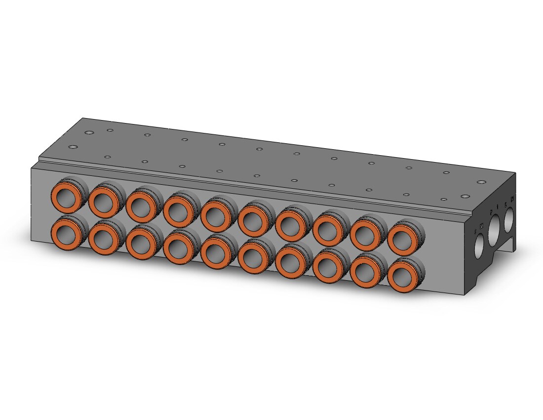 SMC VV5QZ35-10C10C mfld, base mount w/fittings, VV5QZ* MANIFOLD VQZ 4/5-PORT