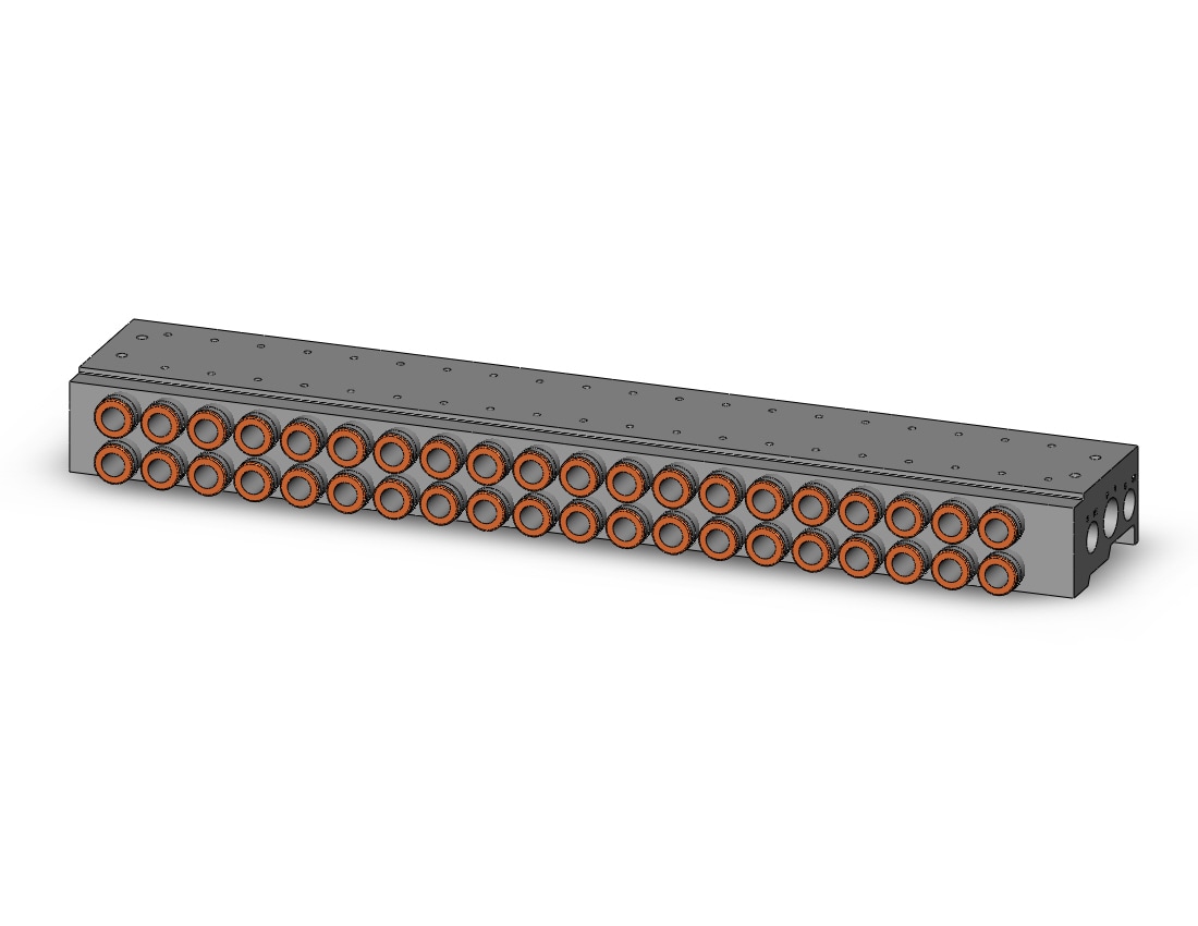 SMC VV5QZ35-20C10C mfld, base mount w/fittings, VV5QZ* MANIFOLD VQZ 4/5-PORT